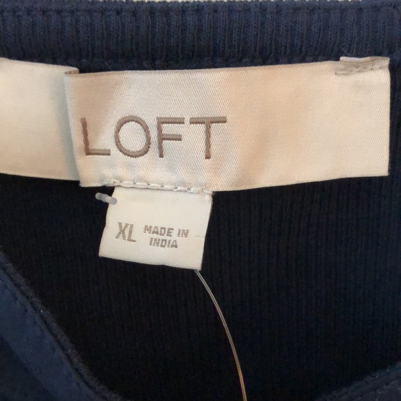 NWT LOFT navy blue ribbed tank top with adjustable, tying straps. - Picture 3 of 5